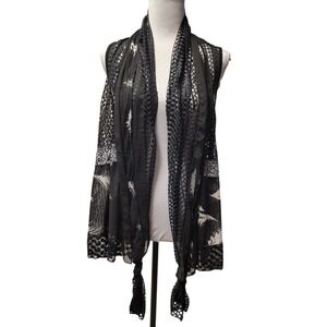 Artsy Kimono Vest Mixed Media Outfit Topper Lightweight Funky Witchy Size PS